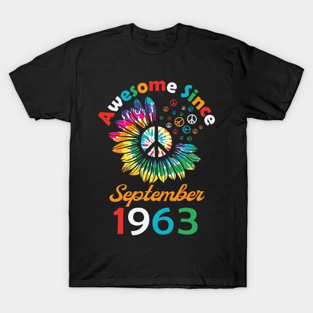 Funny Birthday Quote, Awesome Since September 1963, Retro Birthday T-Shirt by Estrytee